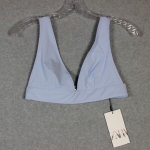ZARA Blue Triangle Top With Metal Fastening Small‎  NWT
